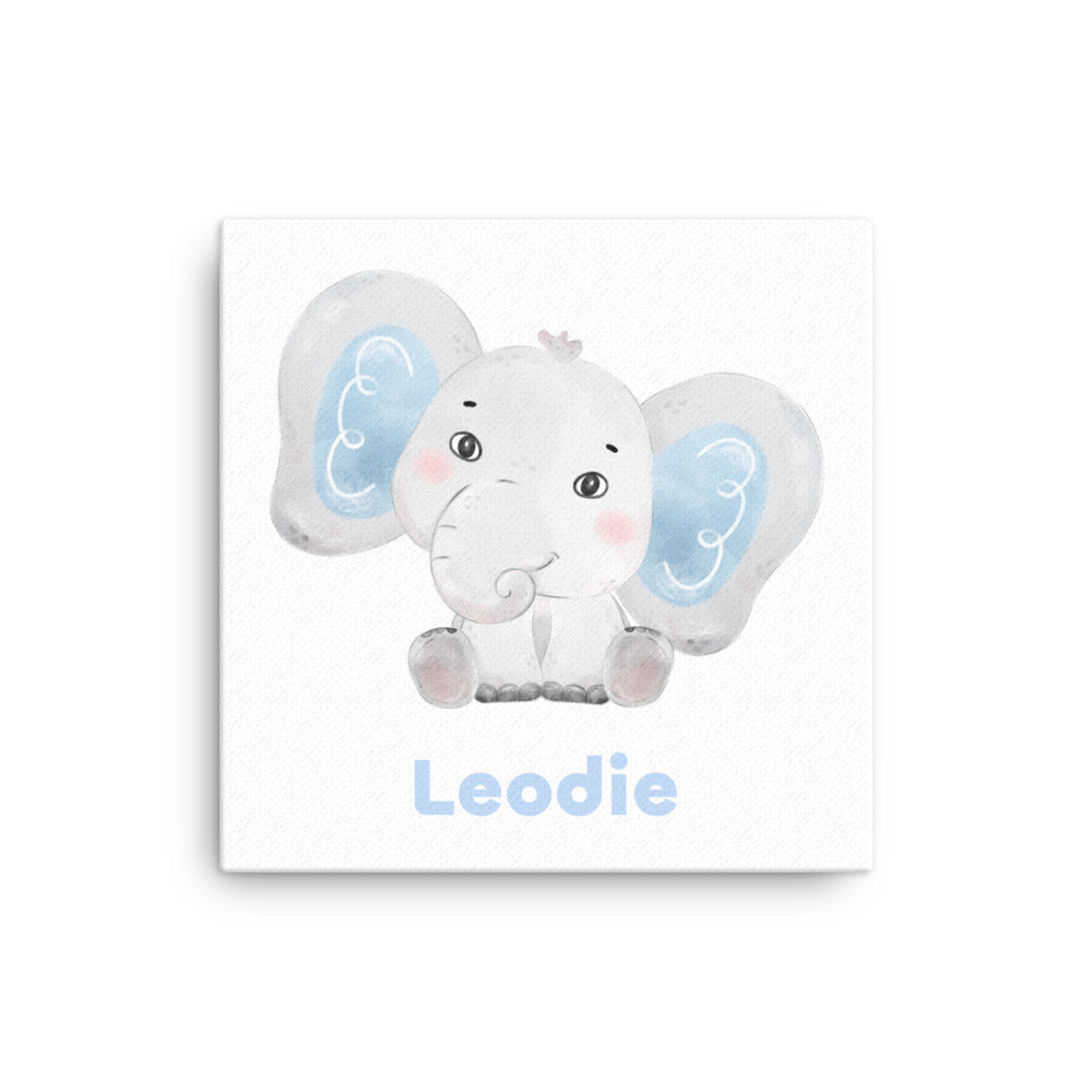 Happy Blue Elephant Thin Canvas Print