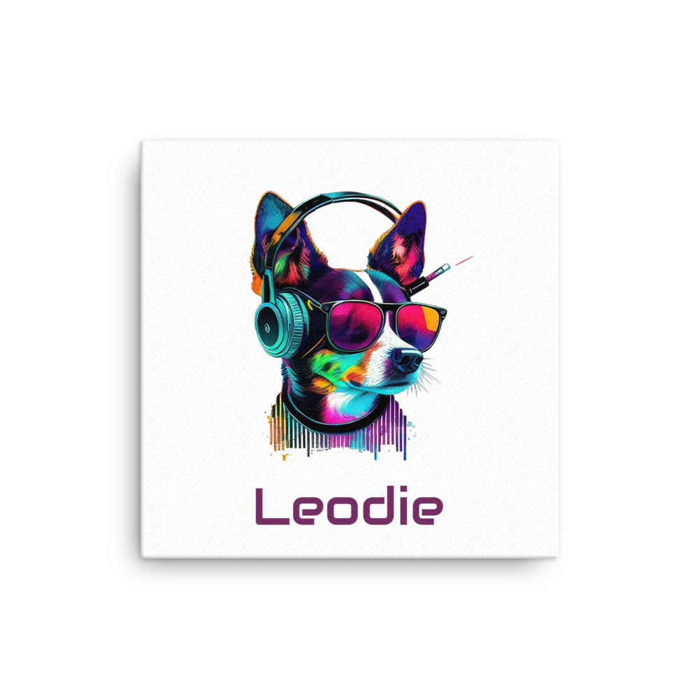 Customizable Vaporwave Terrier Thin Canvas Print