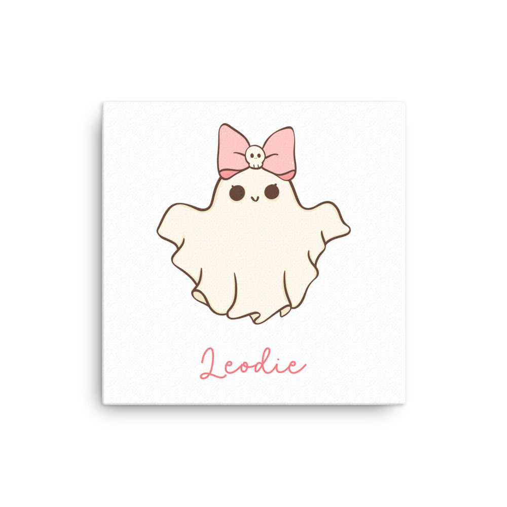 Ghost With Skull Bow Thin Canvas Print