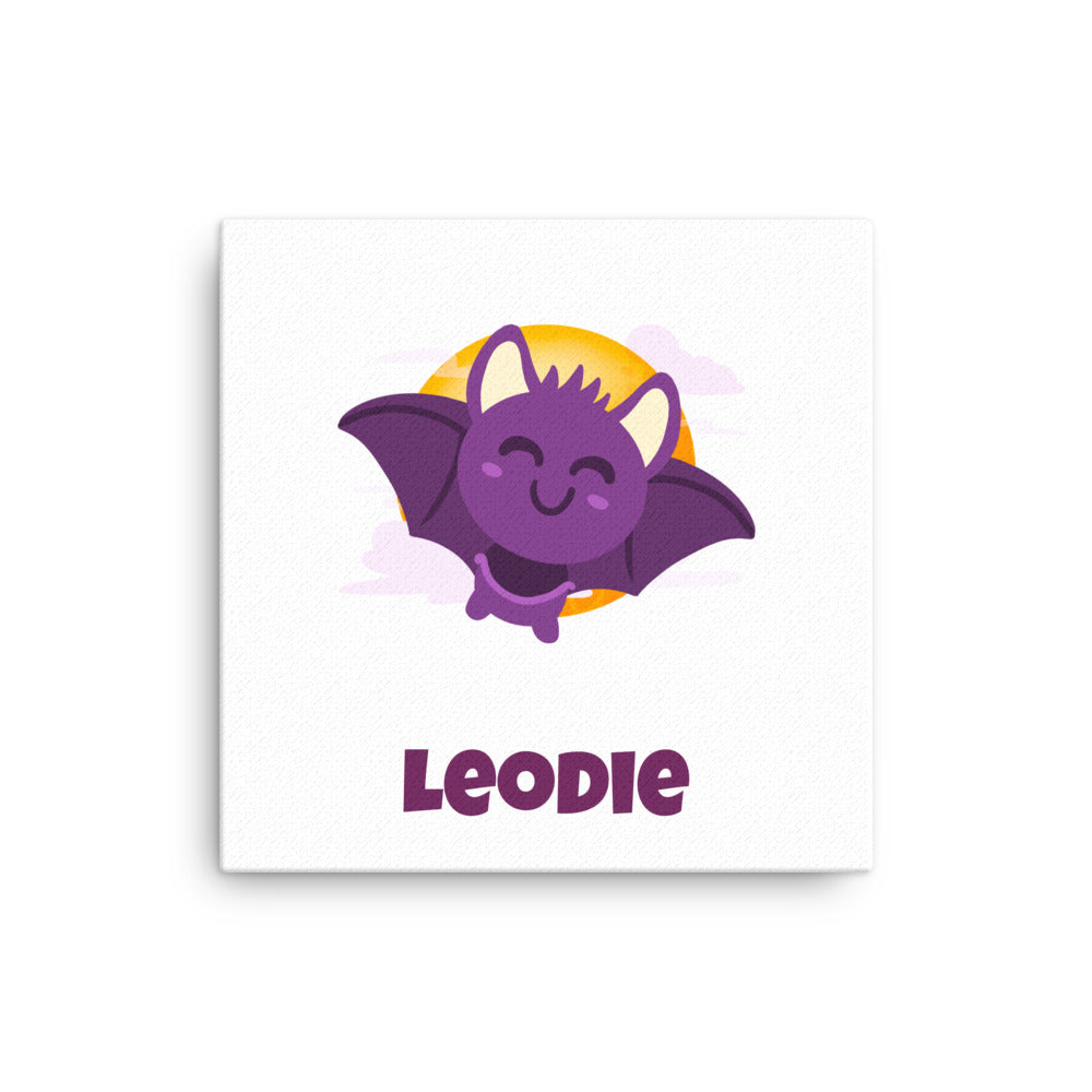 Happy Bat and Moon Thin Canvas Print