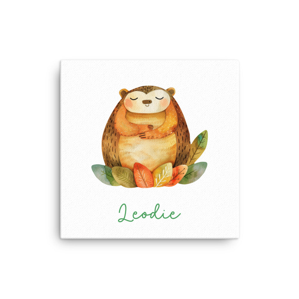Autumn Colors Peaceful Hedgehog Thin Canvas Print