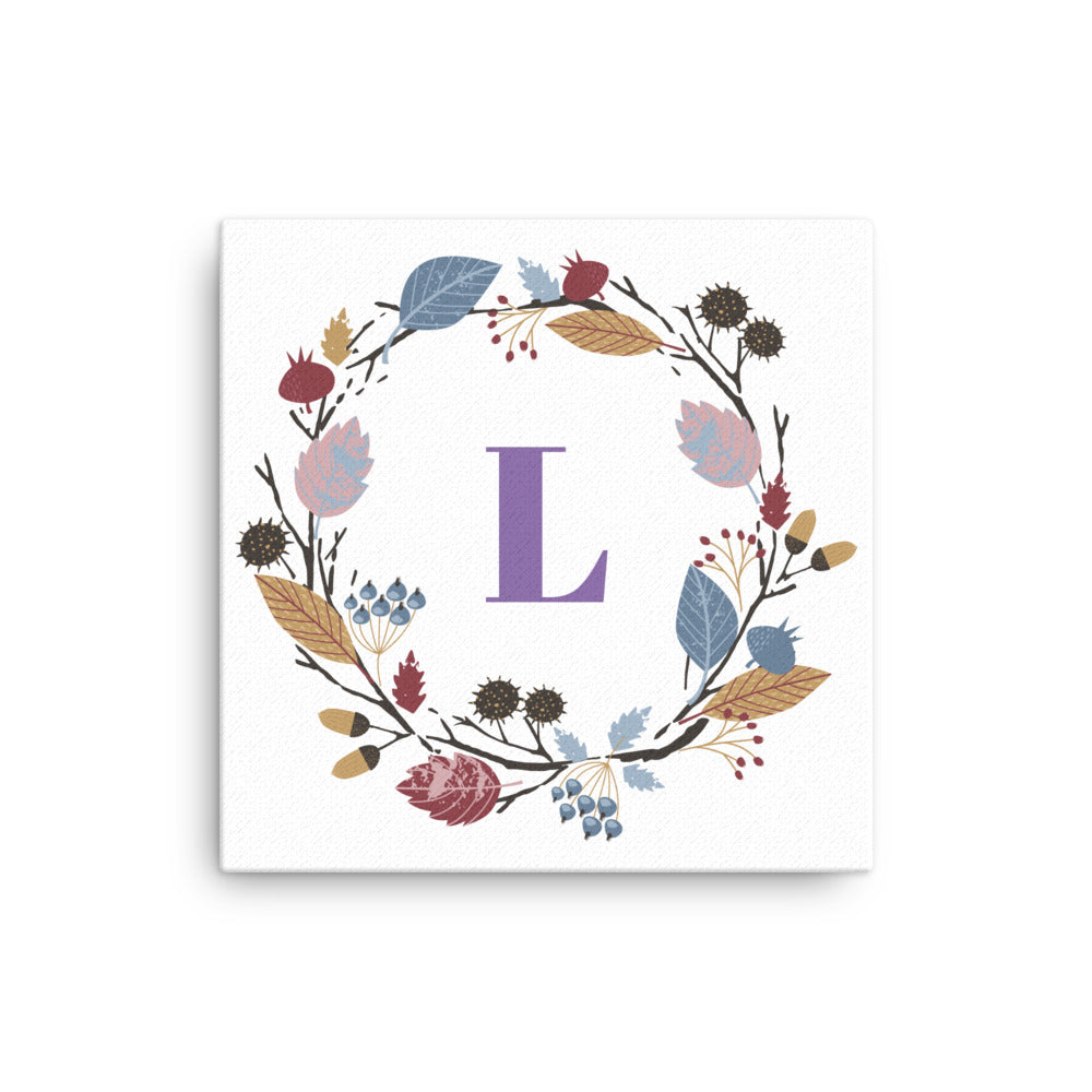 Cool Autumn Wreath Monogram Canvas Print