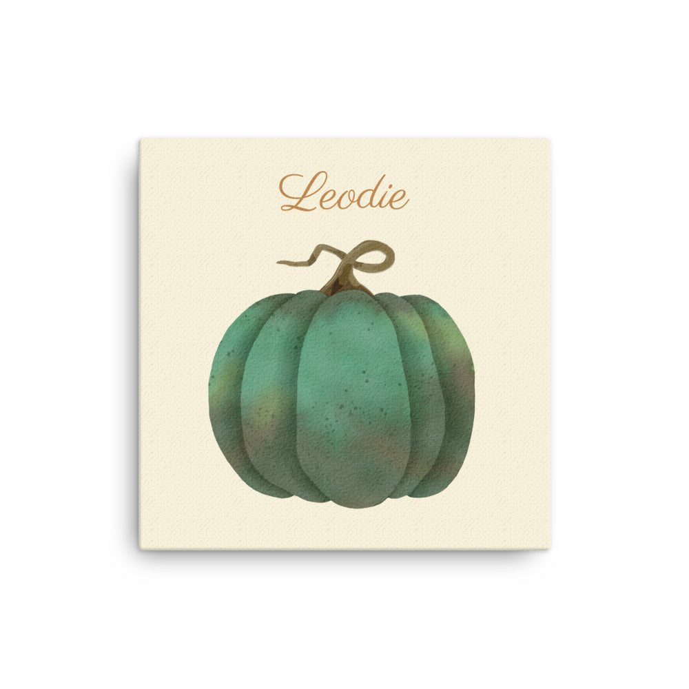 Autumn Teal Pumpkin Canvas Print