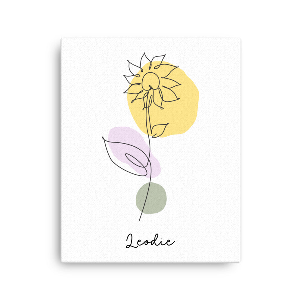Doodle Sunflower Thin Canvas Print