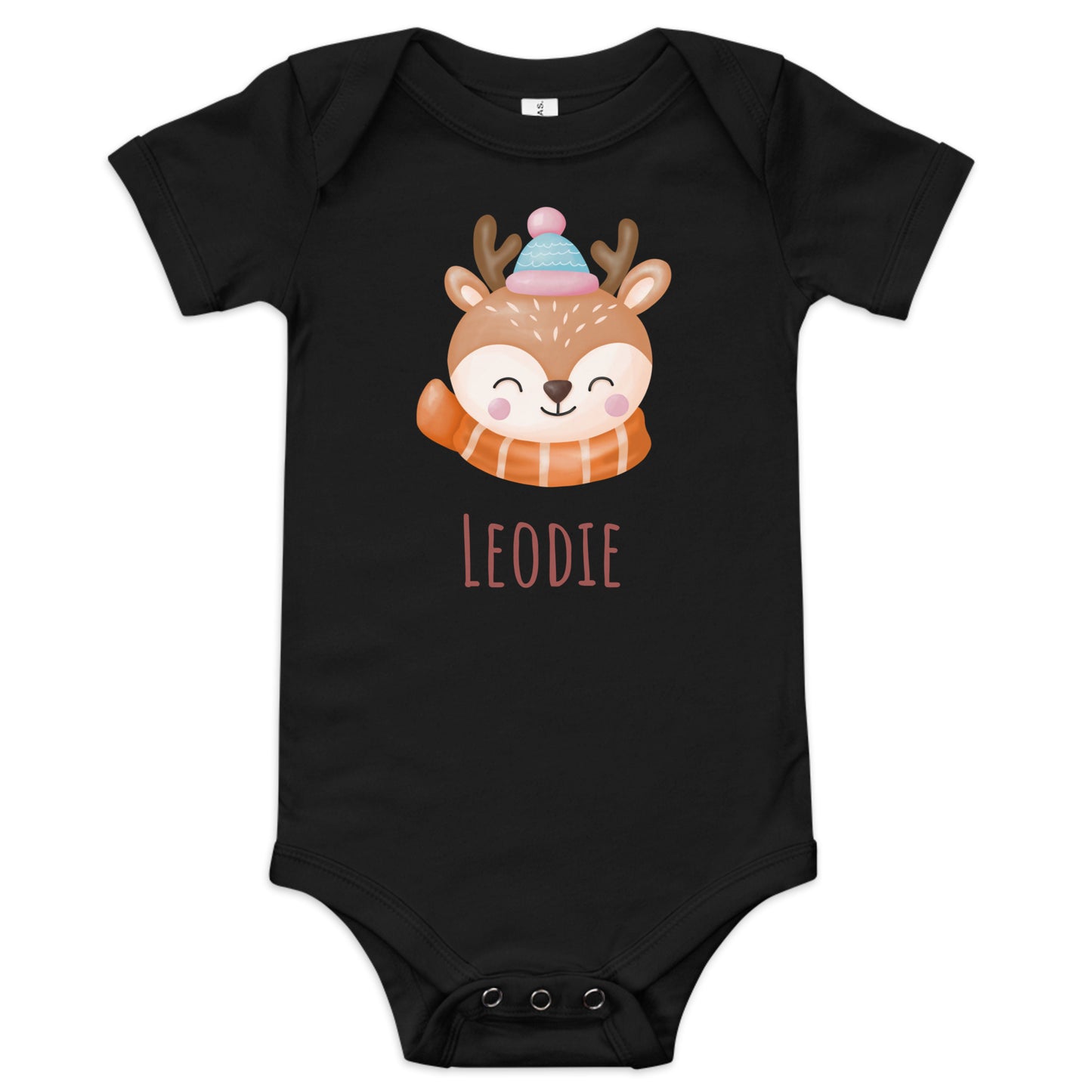 Leodie Winter Deer Baby Onesie Black