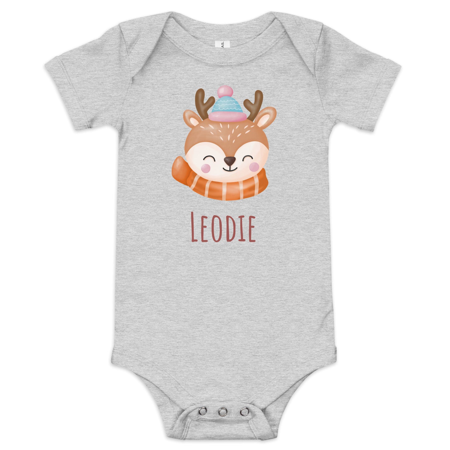 Leodie Winter Deer Baby Onesie Grey