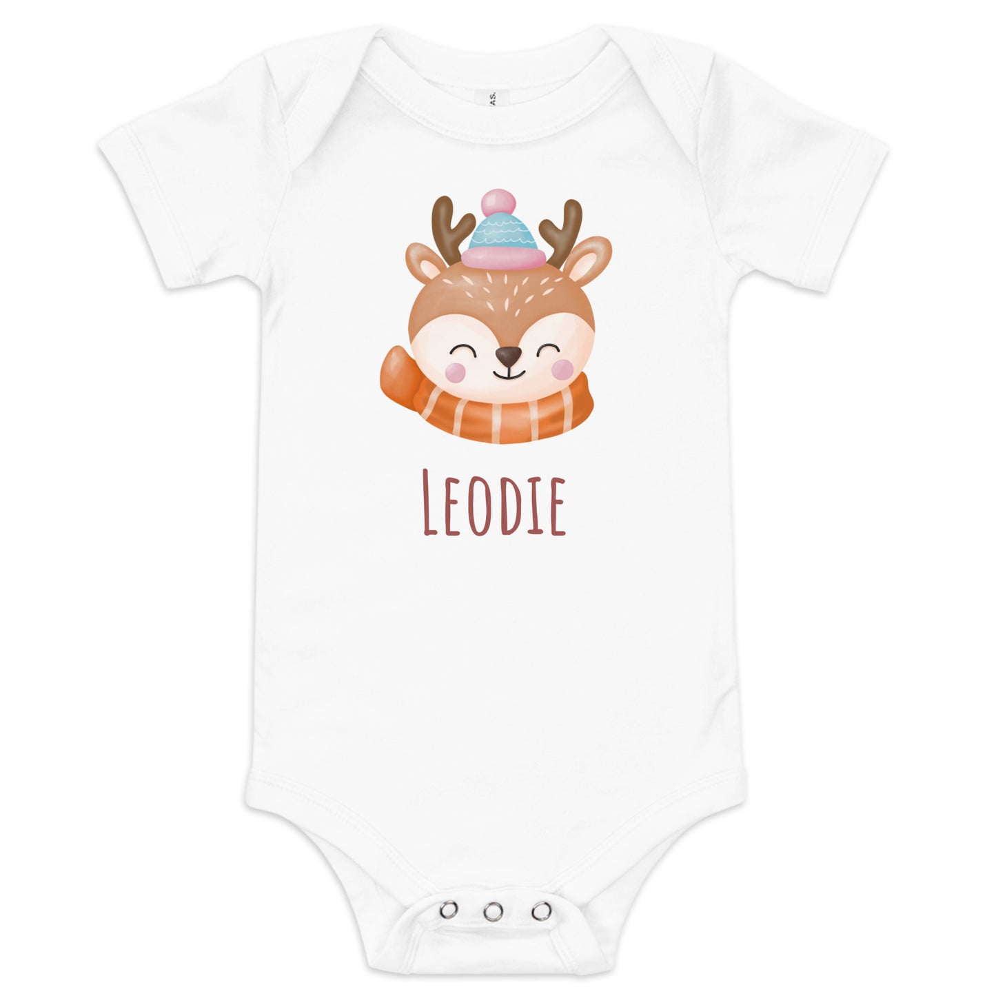 Leodie Winter Deer Baby Onesie White