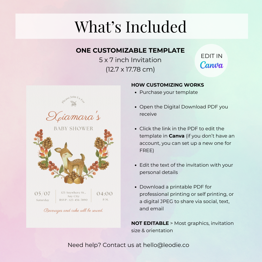 Autumn Fawn Baby Shower Invitation Template
