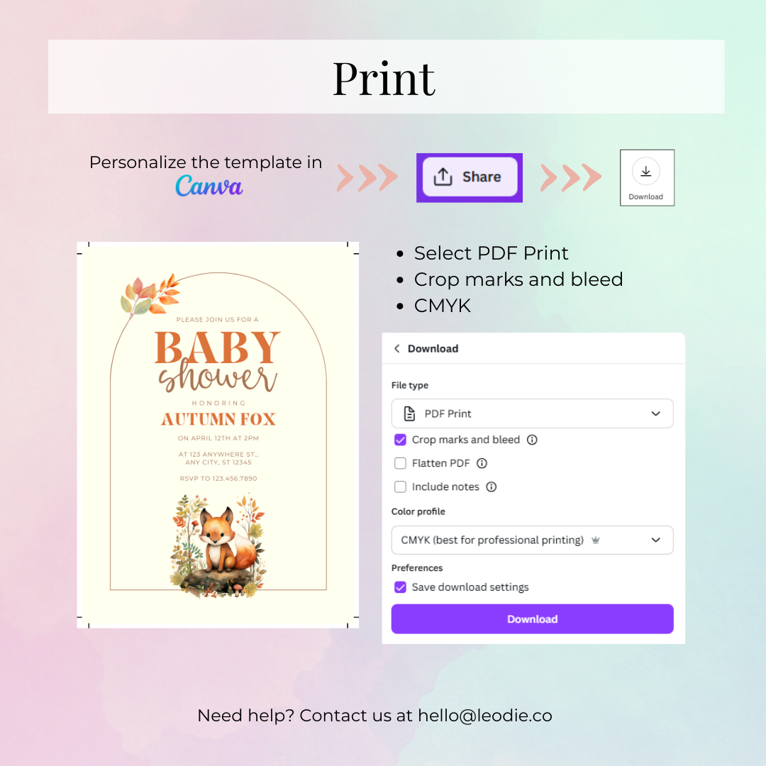 Autumn Fox Baby Shower Invitation Template