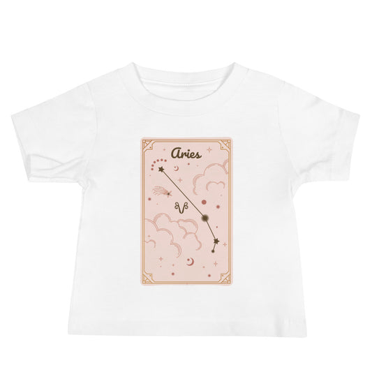 Leodie Aries Pink Constellation Card Baby Tee White