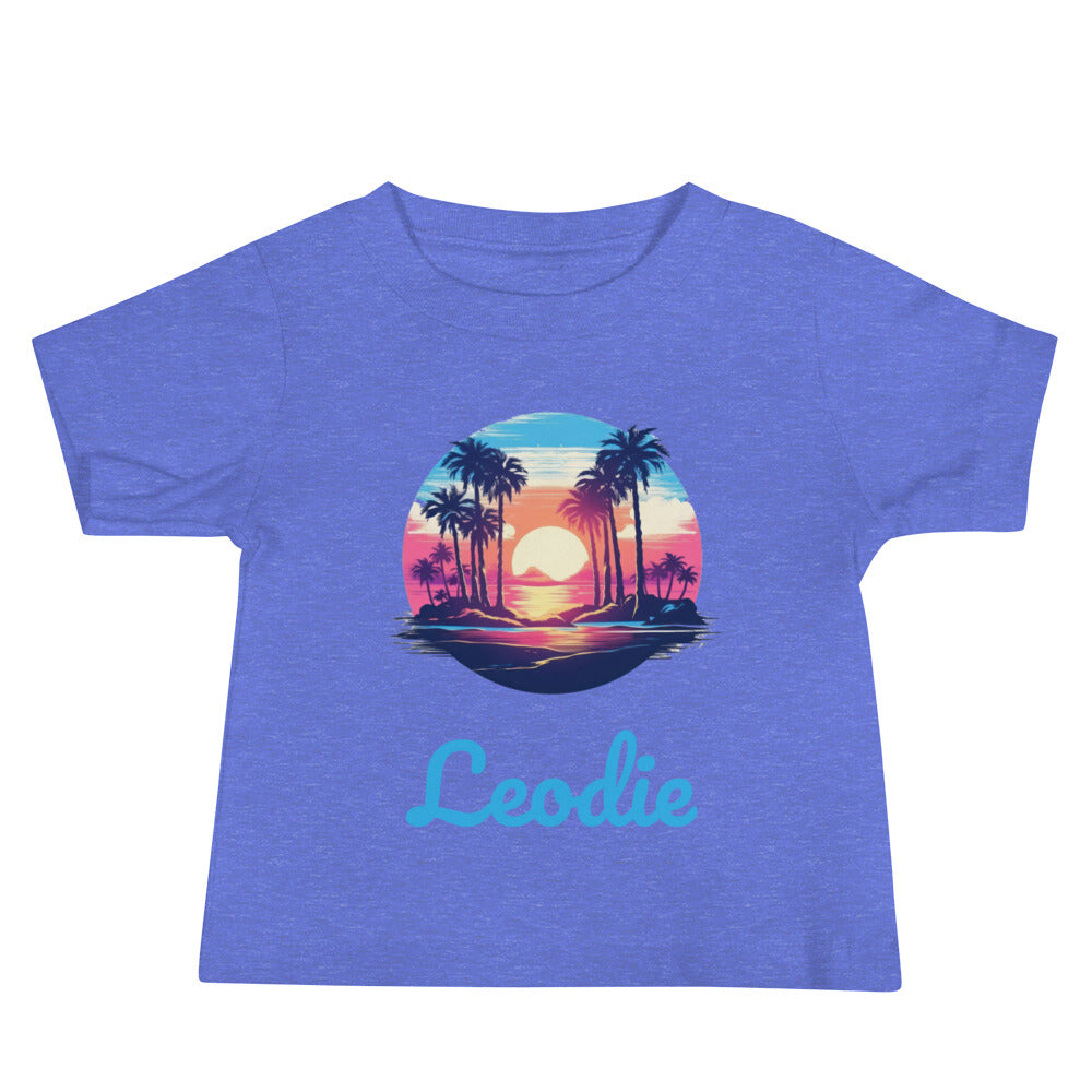Leodie Sunset Island Baby Tee Blue
