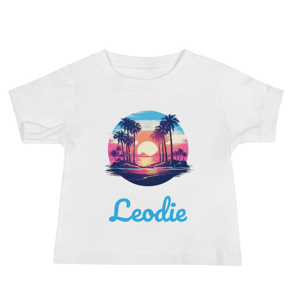 Leodie Sunset Island Baby Tee White