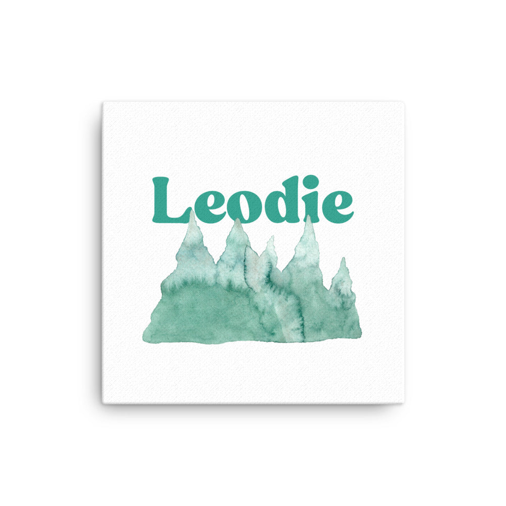 Leodie Watercolor Mountain Forest Thin Canvas Wall Print Customizable 16x16