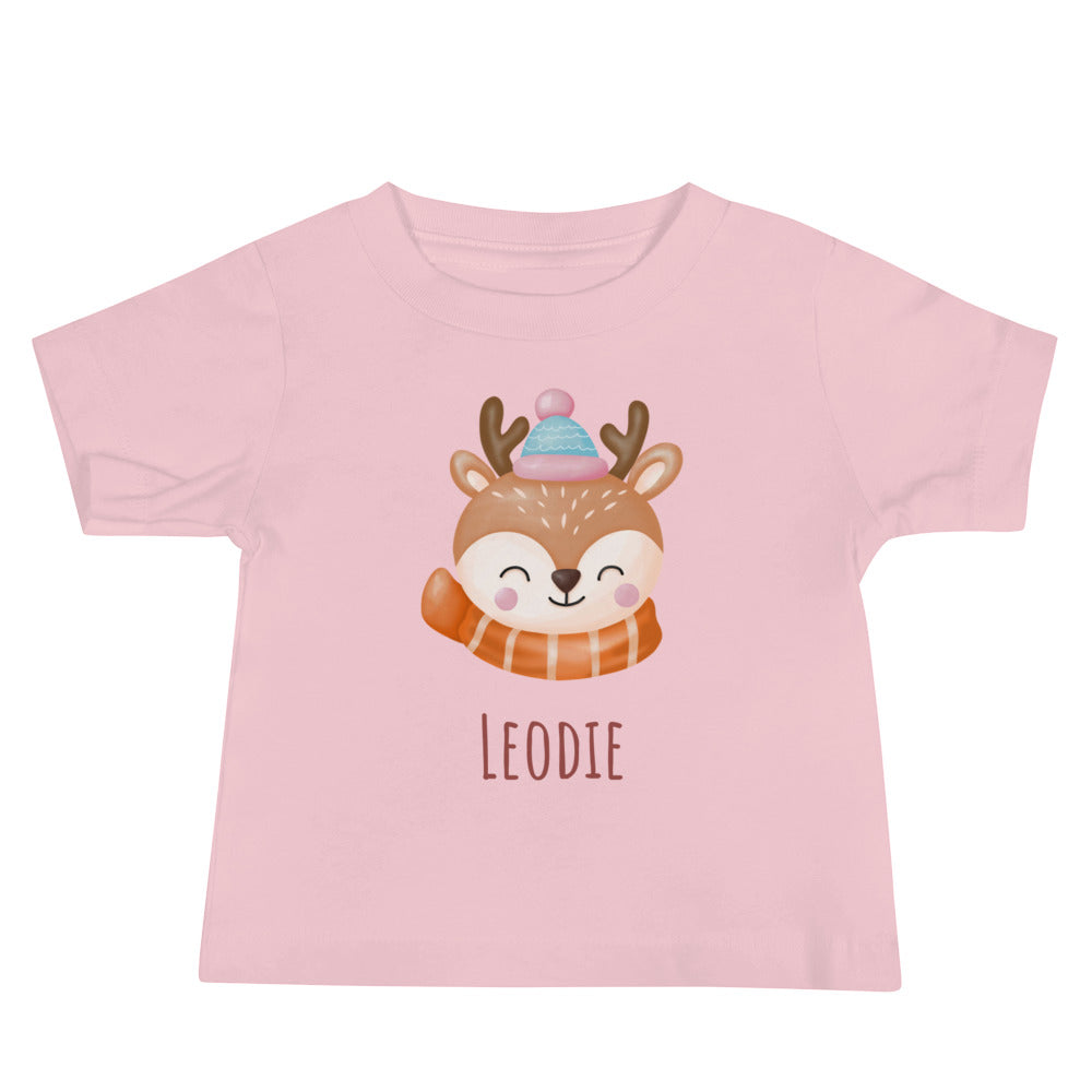 Leodie Winter Deer Baby Tee Pink