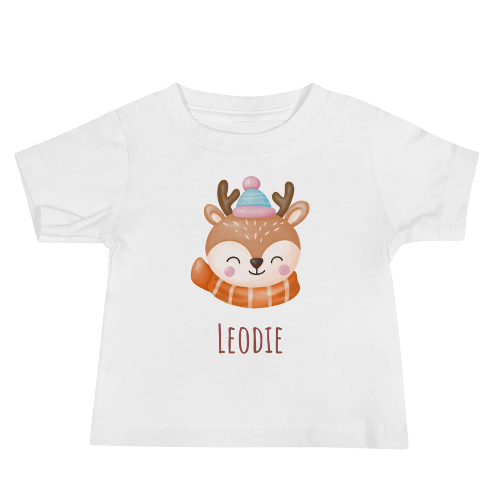 Leodie Winter Deer Baby Tee White