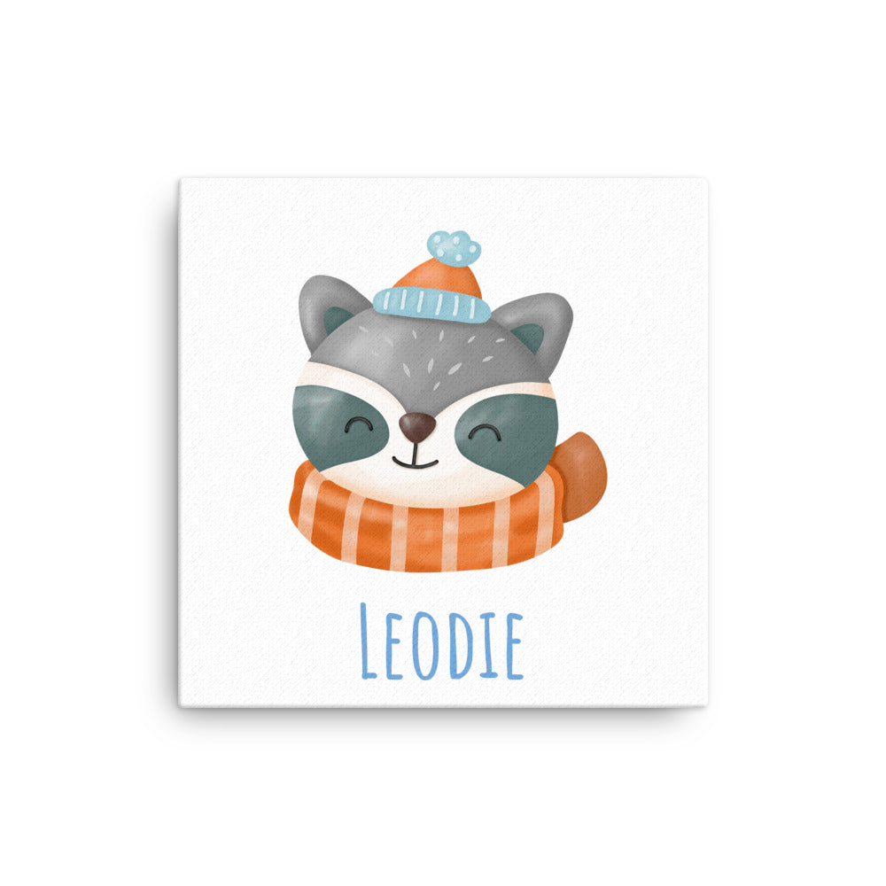 Leodie Winter Racoon Thin Canvas Wall Print 12X12