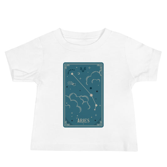 Leodie Aries Blue Constellation Card Baby Tee White