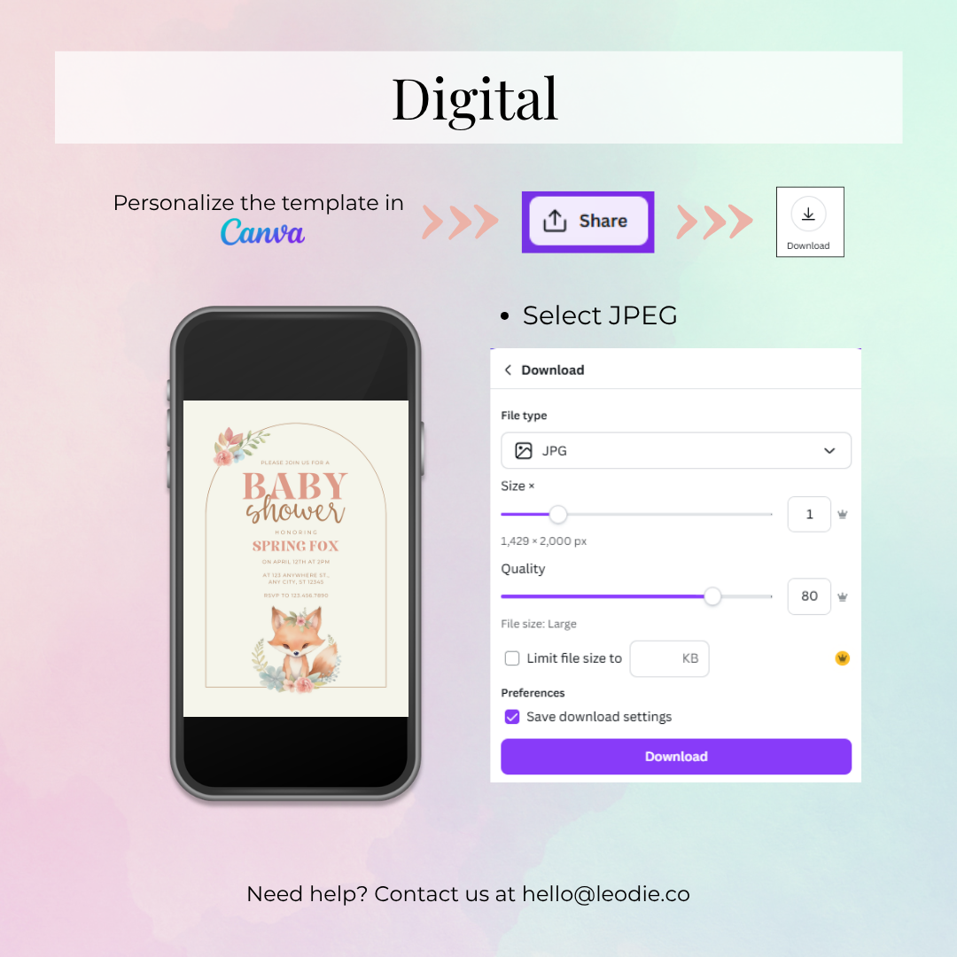 Spring Fox Baby Shower Invitation Template