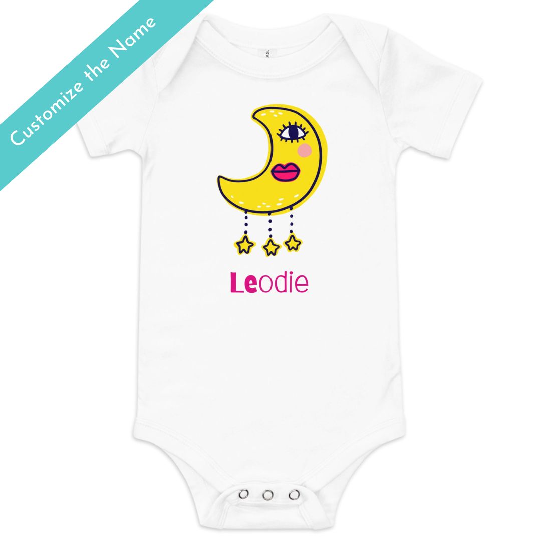 Charmed Crescent Moon Baby Onesie White