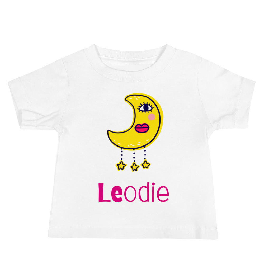 Leodie Charmed Crescent Moon Baby Tee White