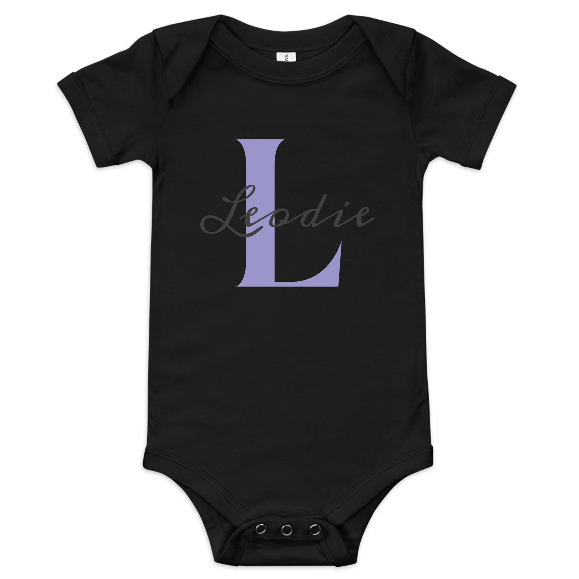 Leodie Classic Monogram With Overlay Baby Onesie Black