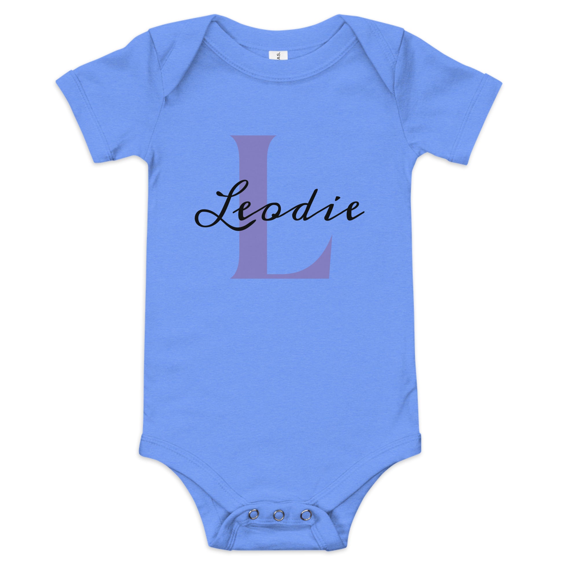 Leodie Classic Monogram With Overlay Baby Onesie Blue