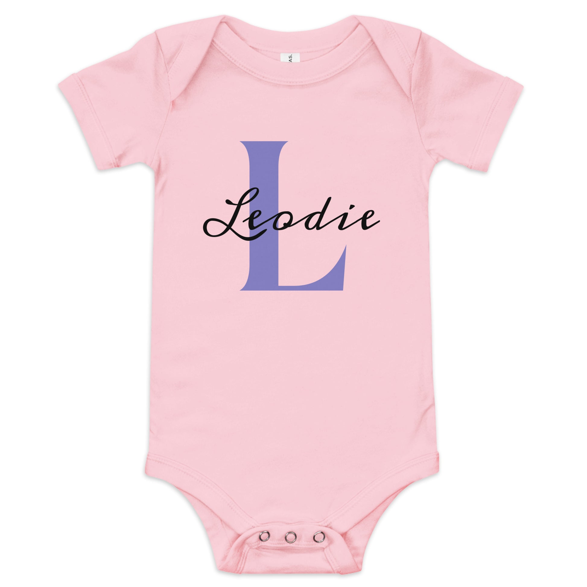 Leodie Classic Monogram With Overlay Baby Onesie Pink