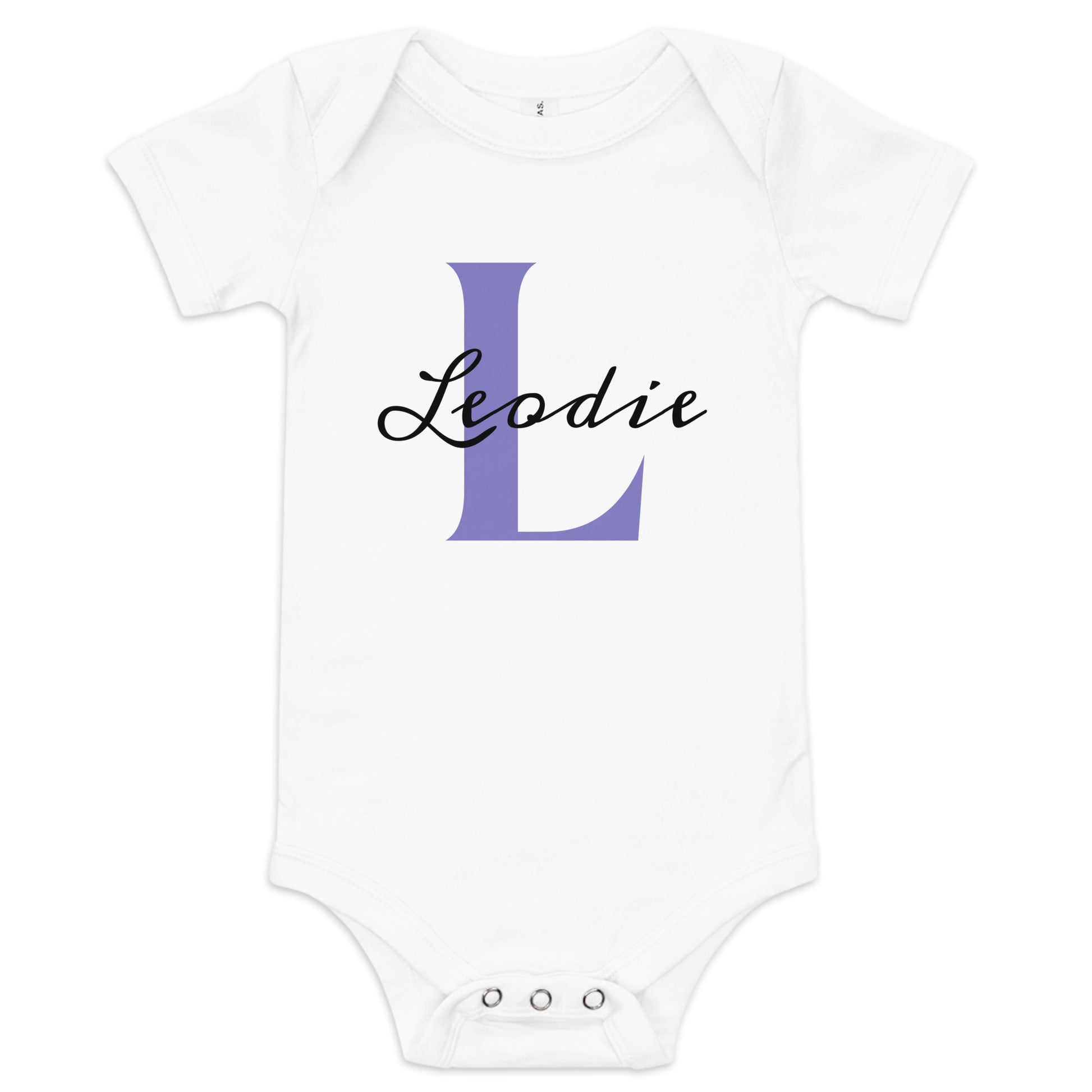 Leodie Classic Monogram With Overlay Baby Onesie White