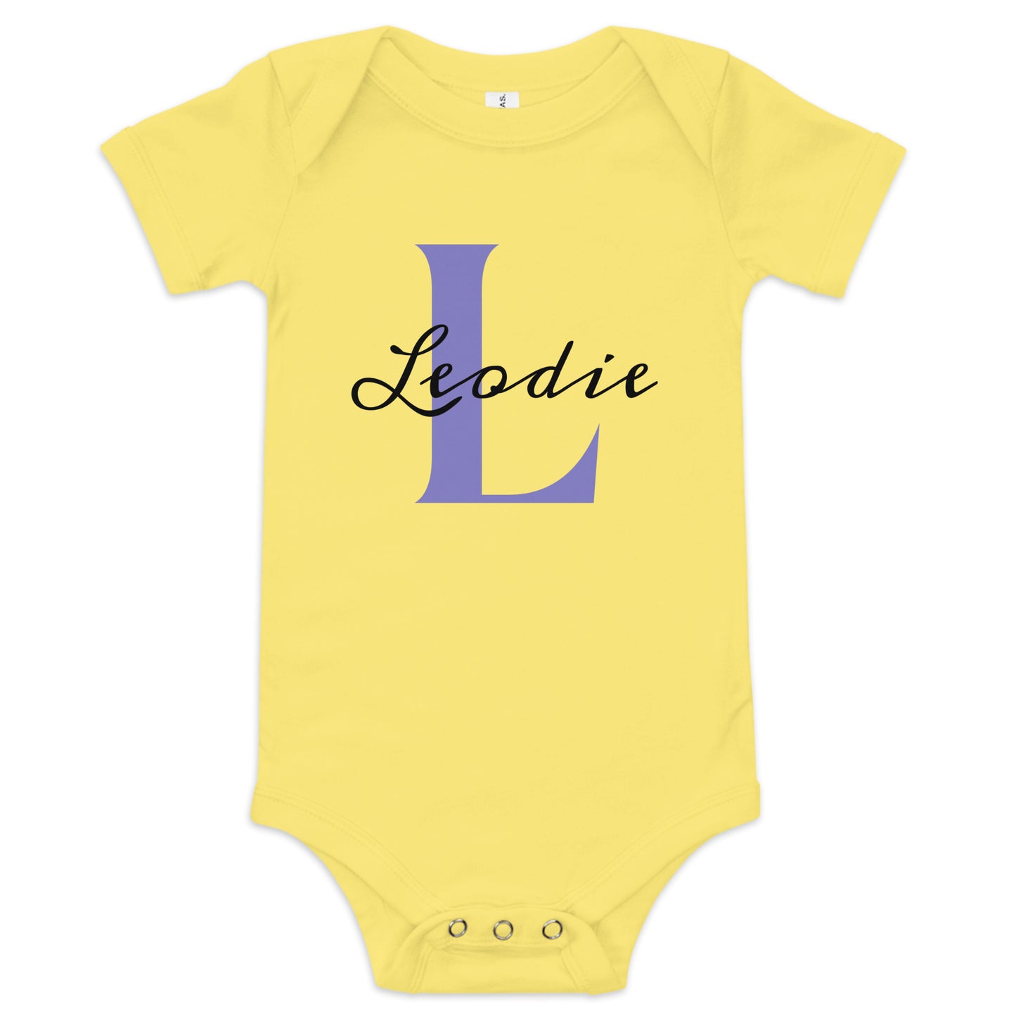Leodie Classic Monogram With Overlay Baby Onesie Yellow