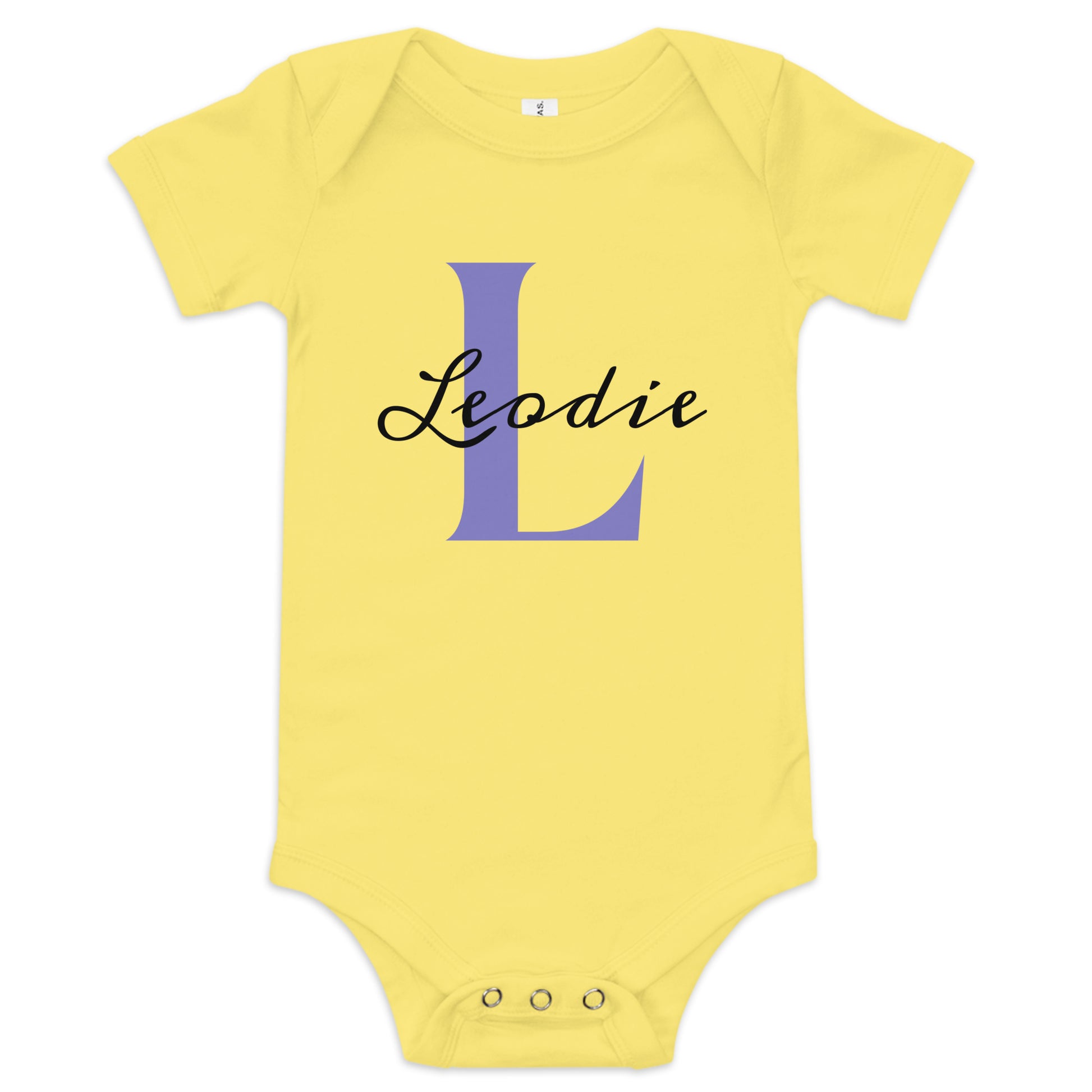 Leodie Classic Monogram With Overlay Baby Onesie Yellow
