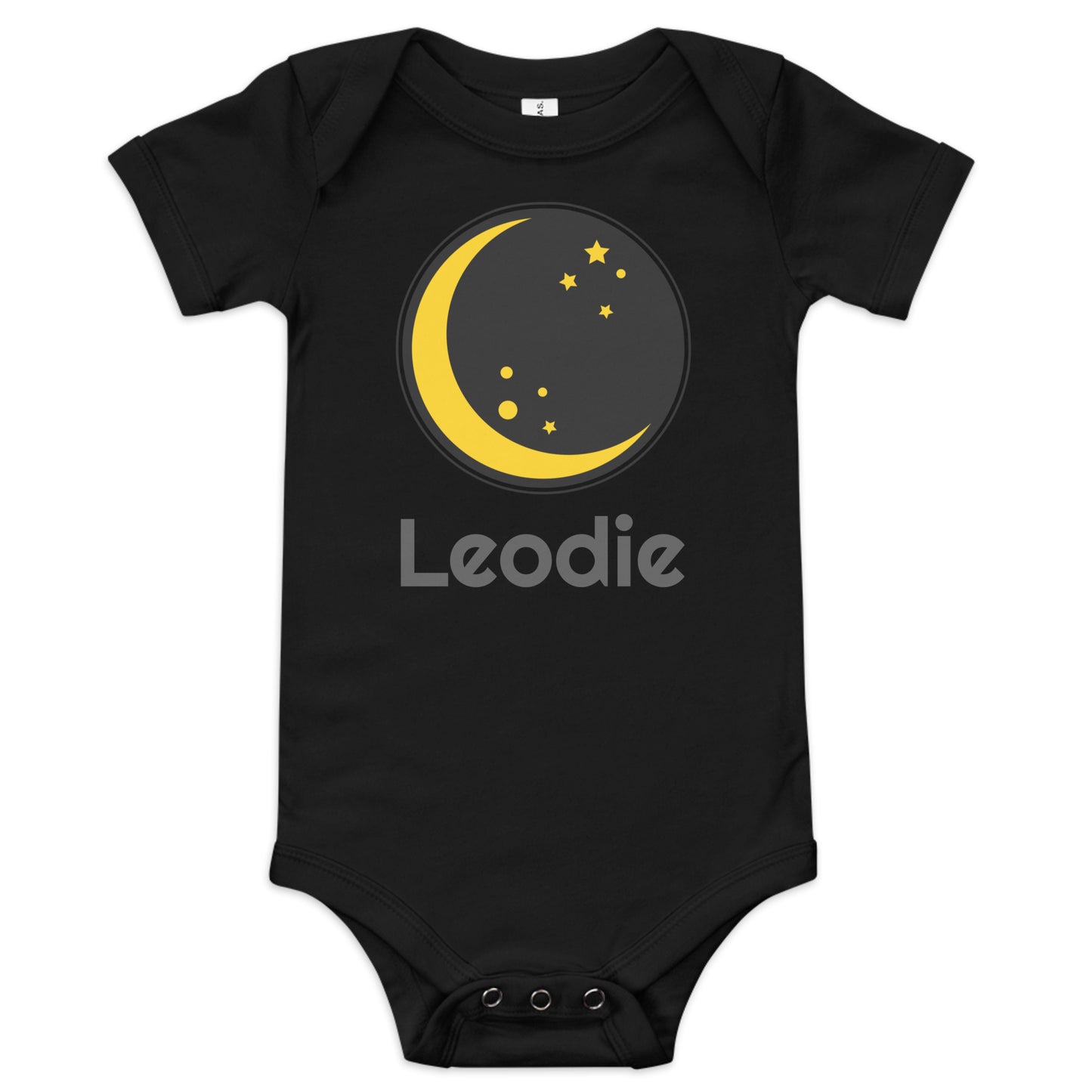 Leodie Crescent Moon and Stars Baby Onesie Black