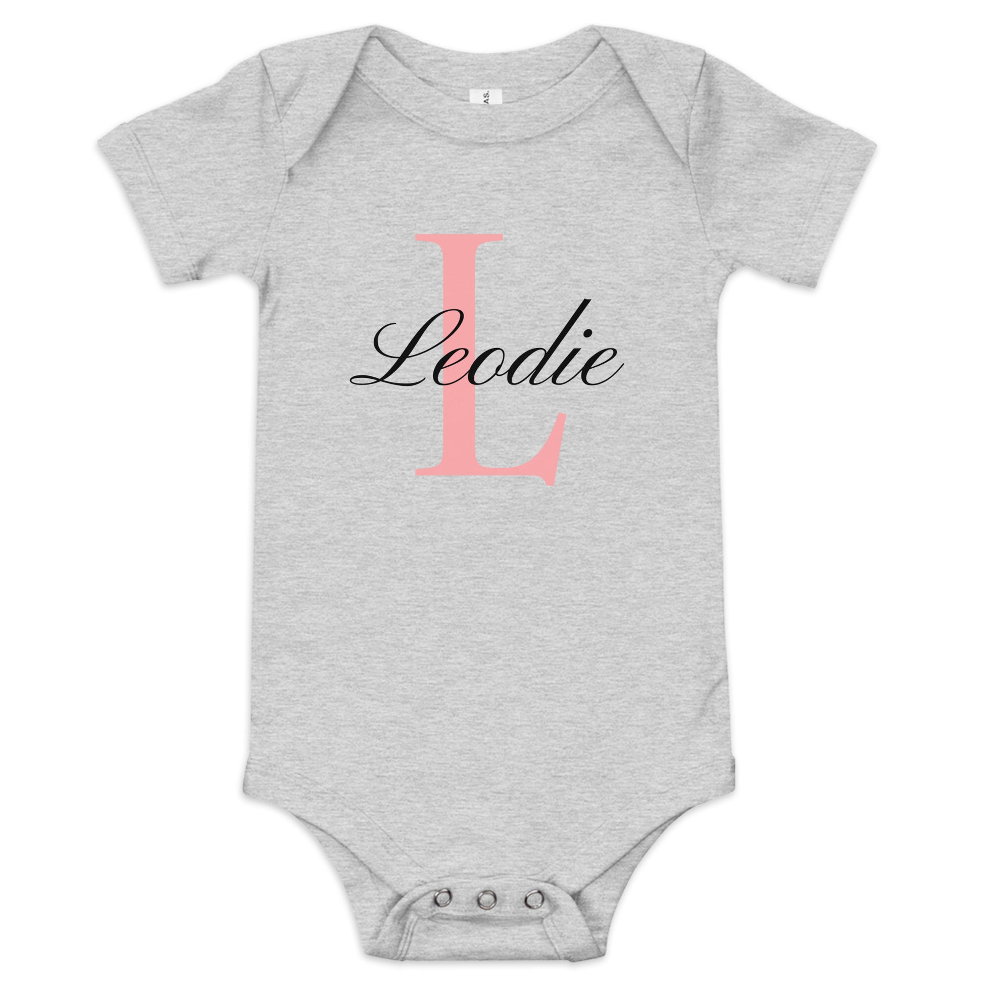 Leodie Delicate Monogram With Overlay Baby Onesie Grey