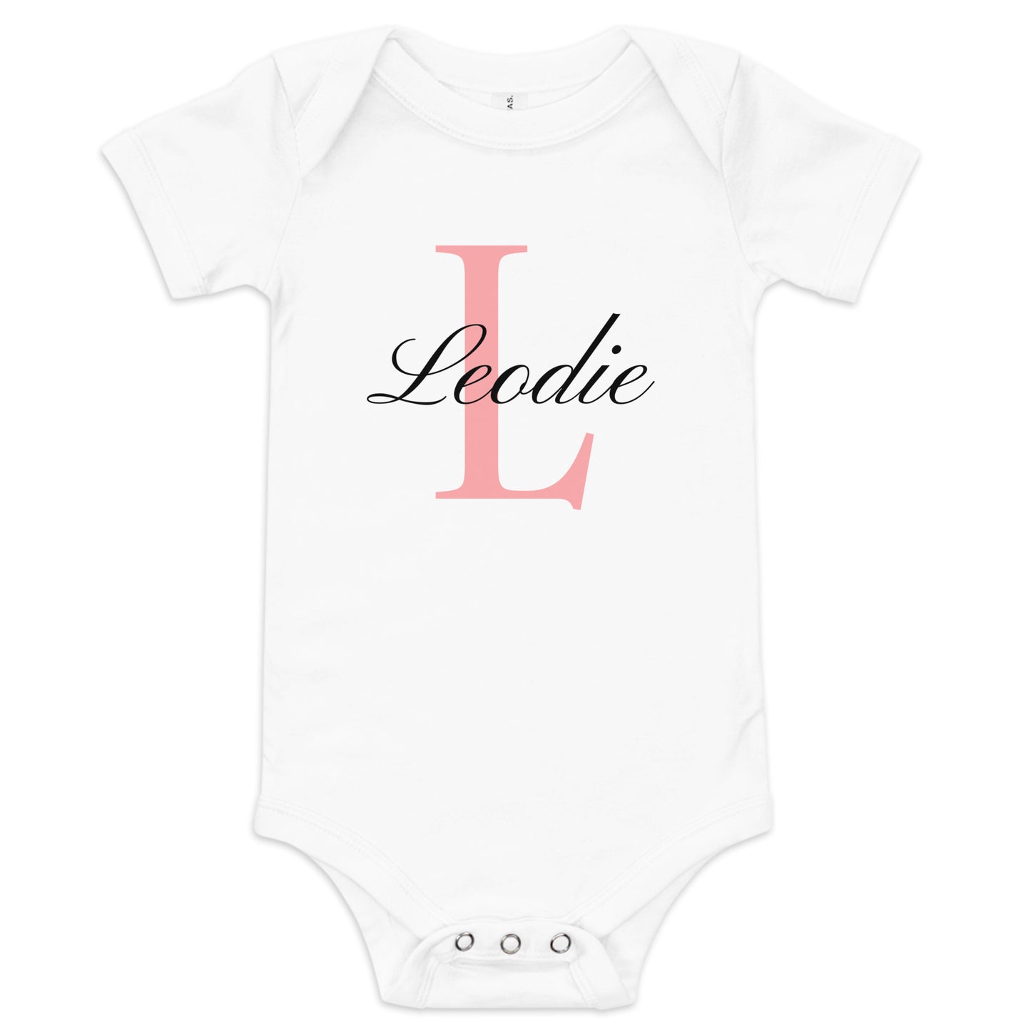 Leodie Delicate Monogram With Overlay Baby Onesie White