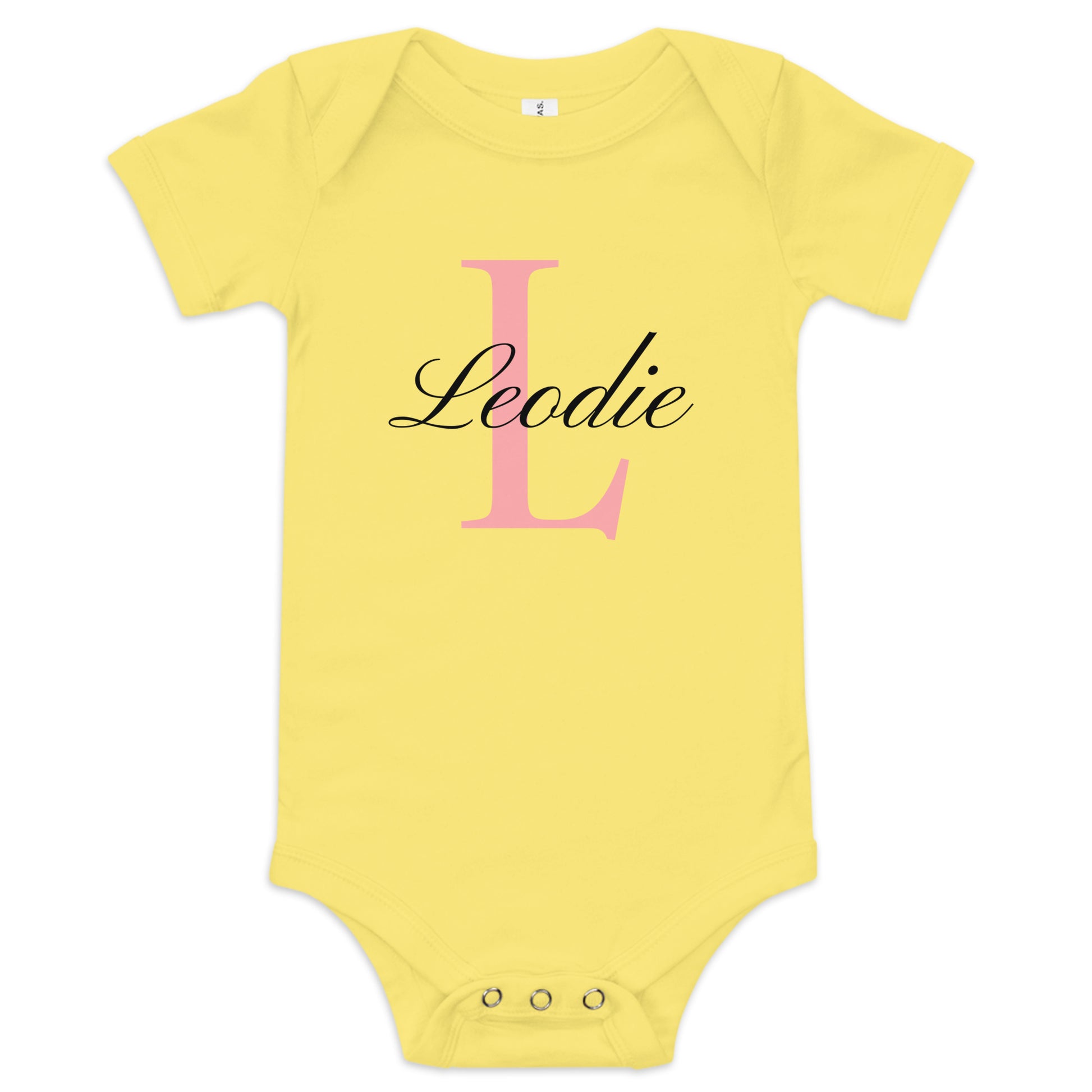 Leodie Delicate Monogram With Overlay Baby Onesie Yellow