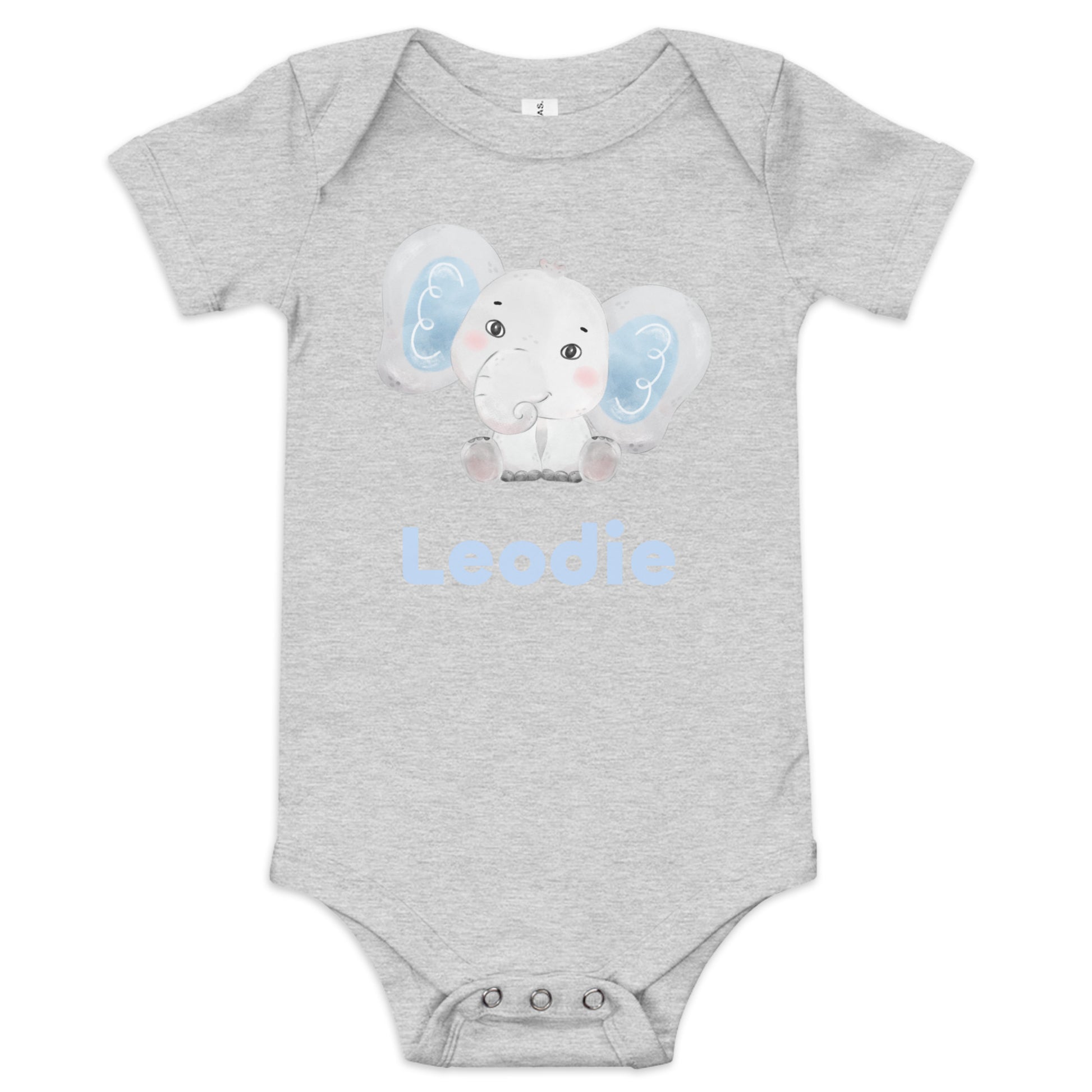 Leodie Happy Elephant Baby Onesie Grey