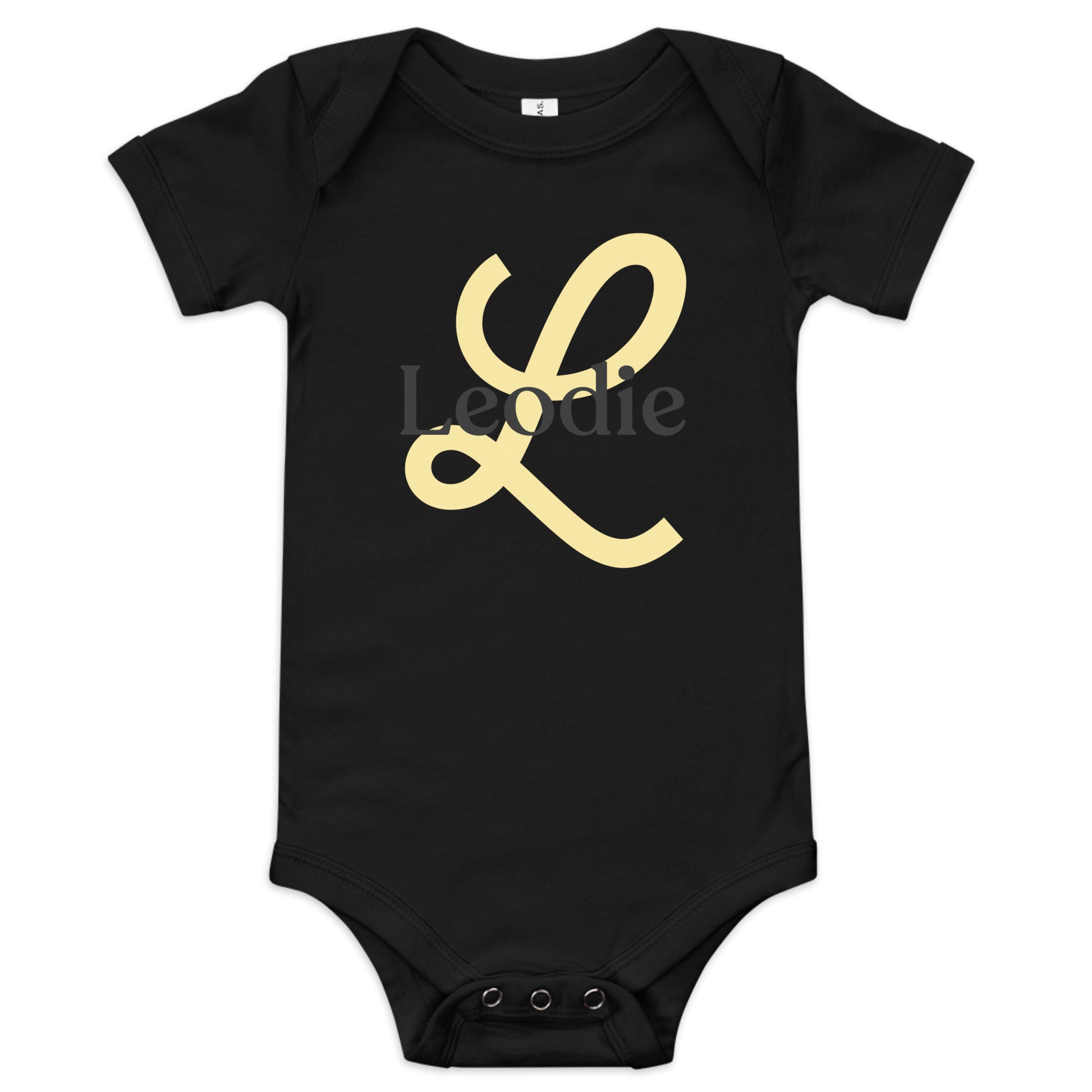Leodie Joy Monogram With Overlay Baby Onesie Black