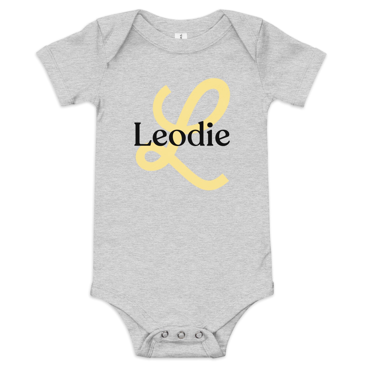 Leodie Joy Monogram With Overlay Baby Onesie Grey