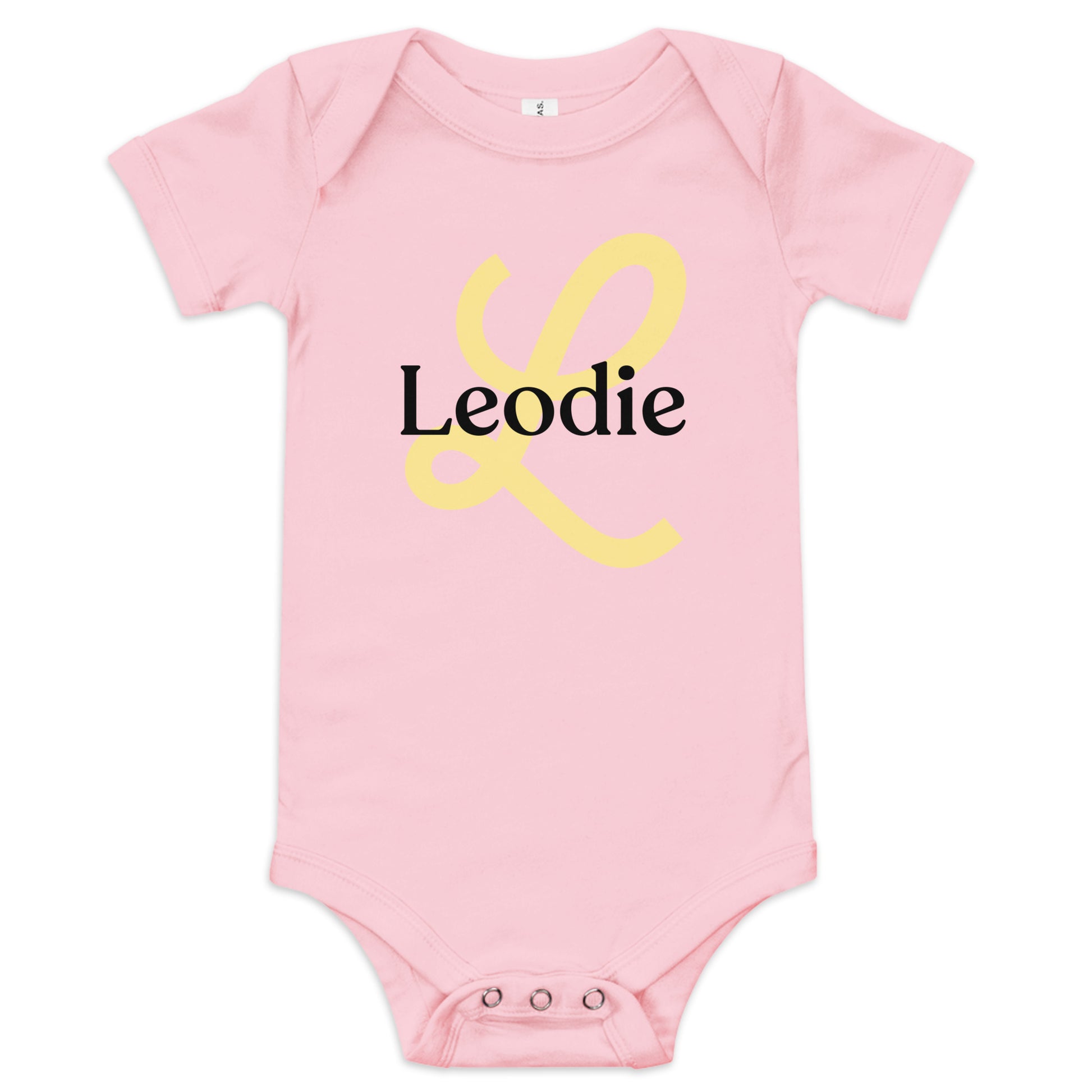 Leodie Joy Monogram With Overlay Baby Onesie Pink