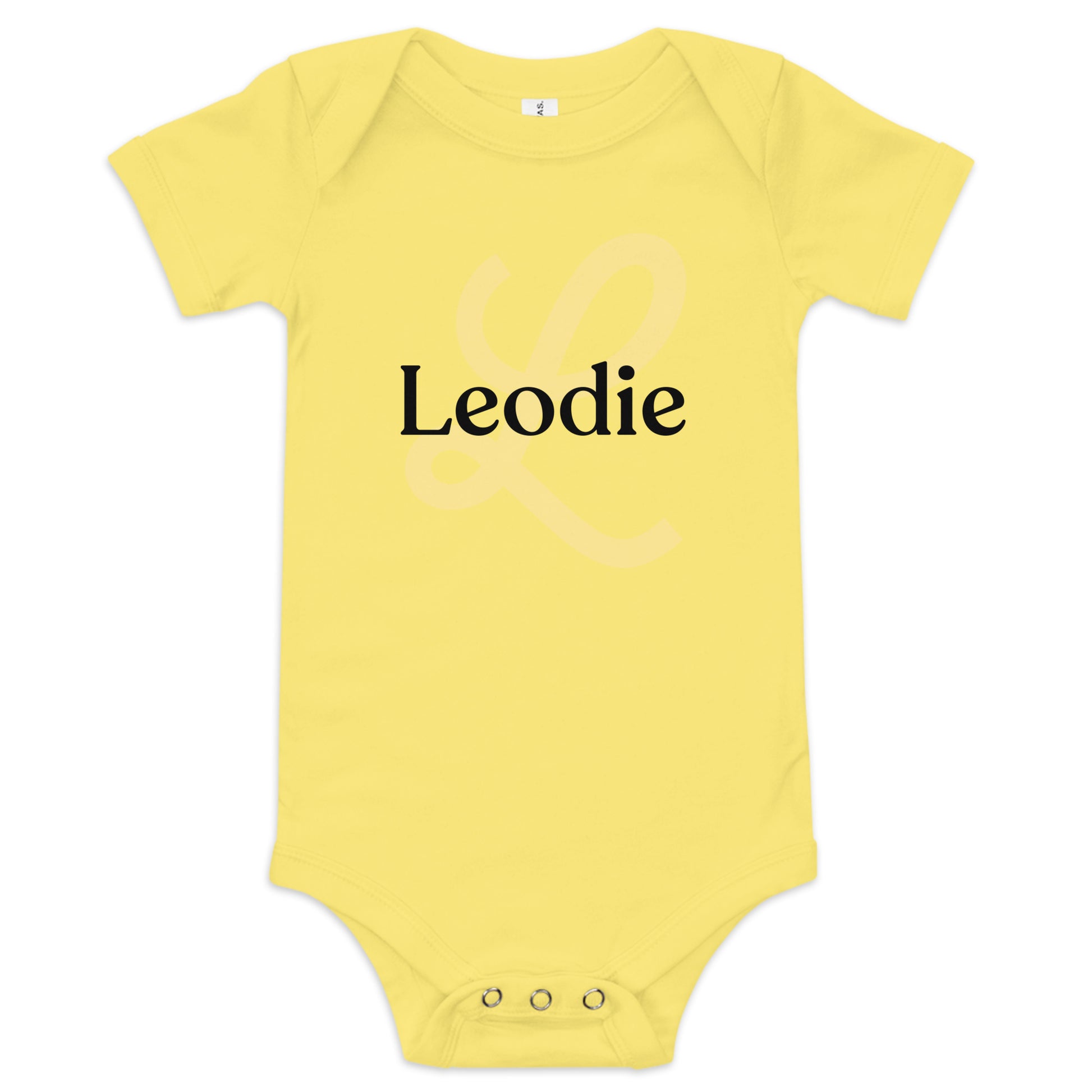 Leodie Joy Monogram With Overlay Baby Onesie Yellow