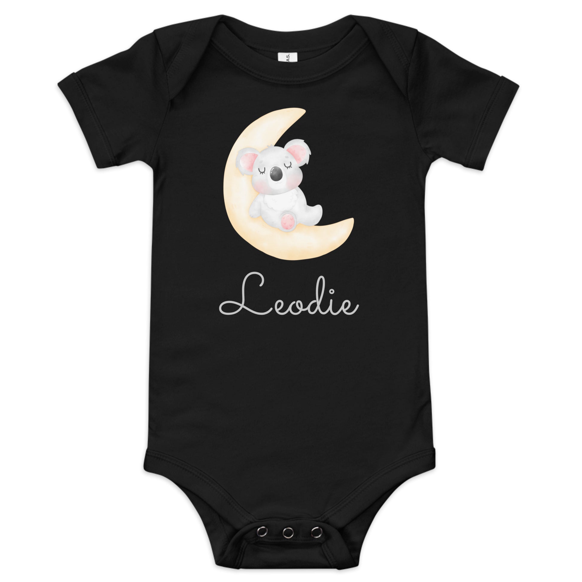 Leodie Koala Crescent Moon Baby Onesie Black
