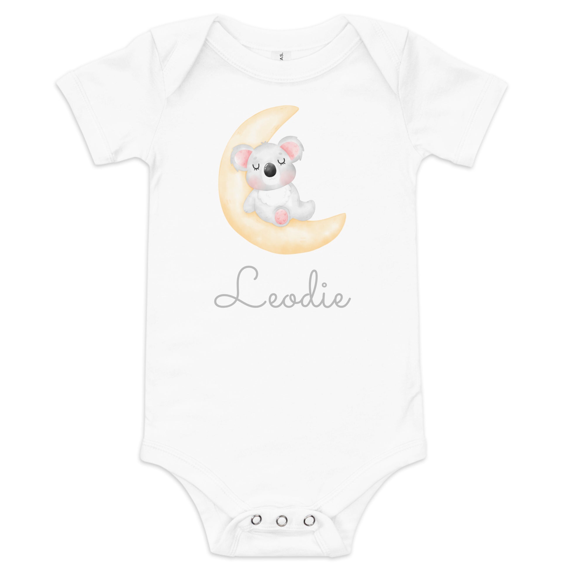 Leodie Koala Crescent Moon Baby Onesie White