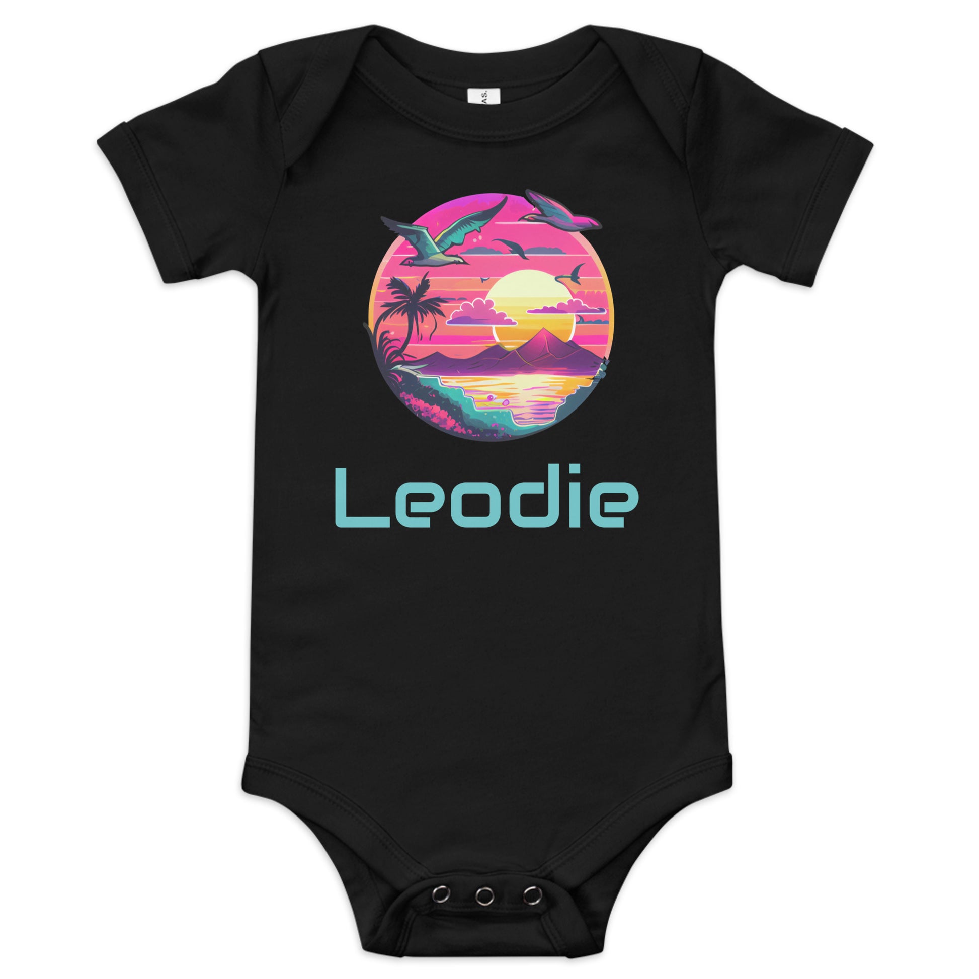 Leodie Magenta Heatwave Baby Onesie Black