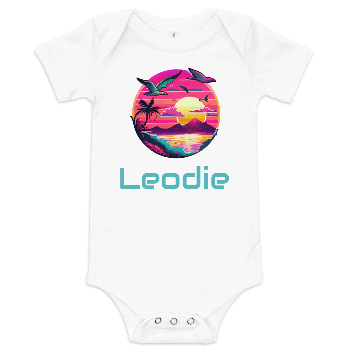 Leodie Magenta Heatwave Baby Onesie White