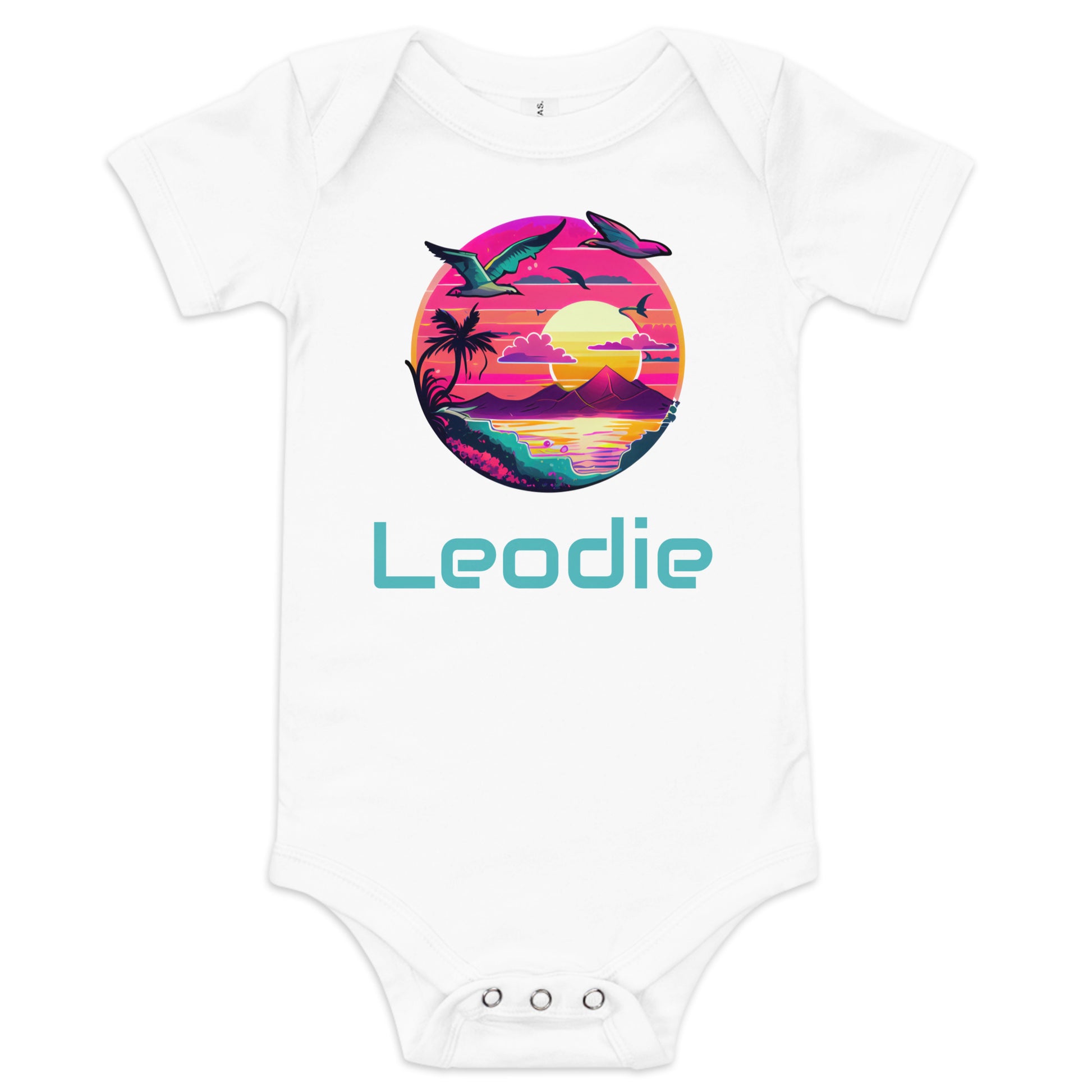 Leodie Magenta Heatwave Baby Onesie White