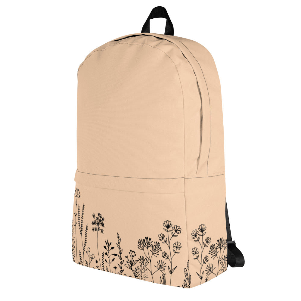 Leodie Peach Wildflower Backpack Left