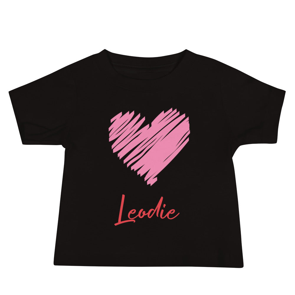 Leodie Pink Marker Heart Baby Tee Black