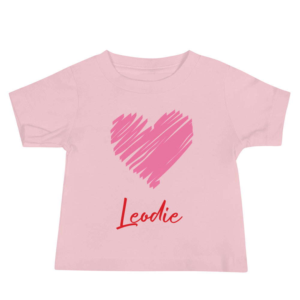 Leodie Pink Marker Heart Baby Tee Pink