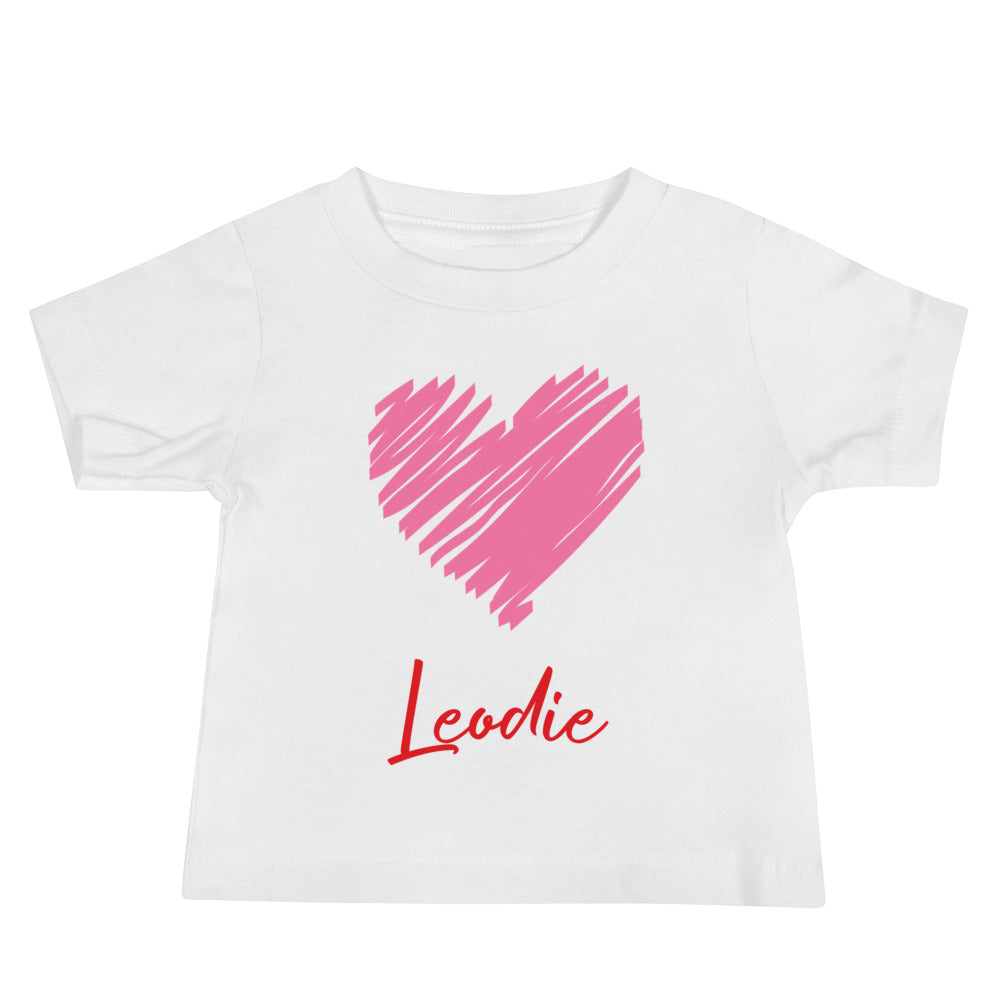Leodie Pink Marker Heart Baby Tee White
