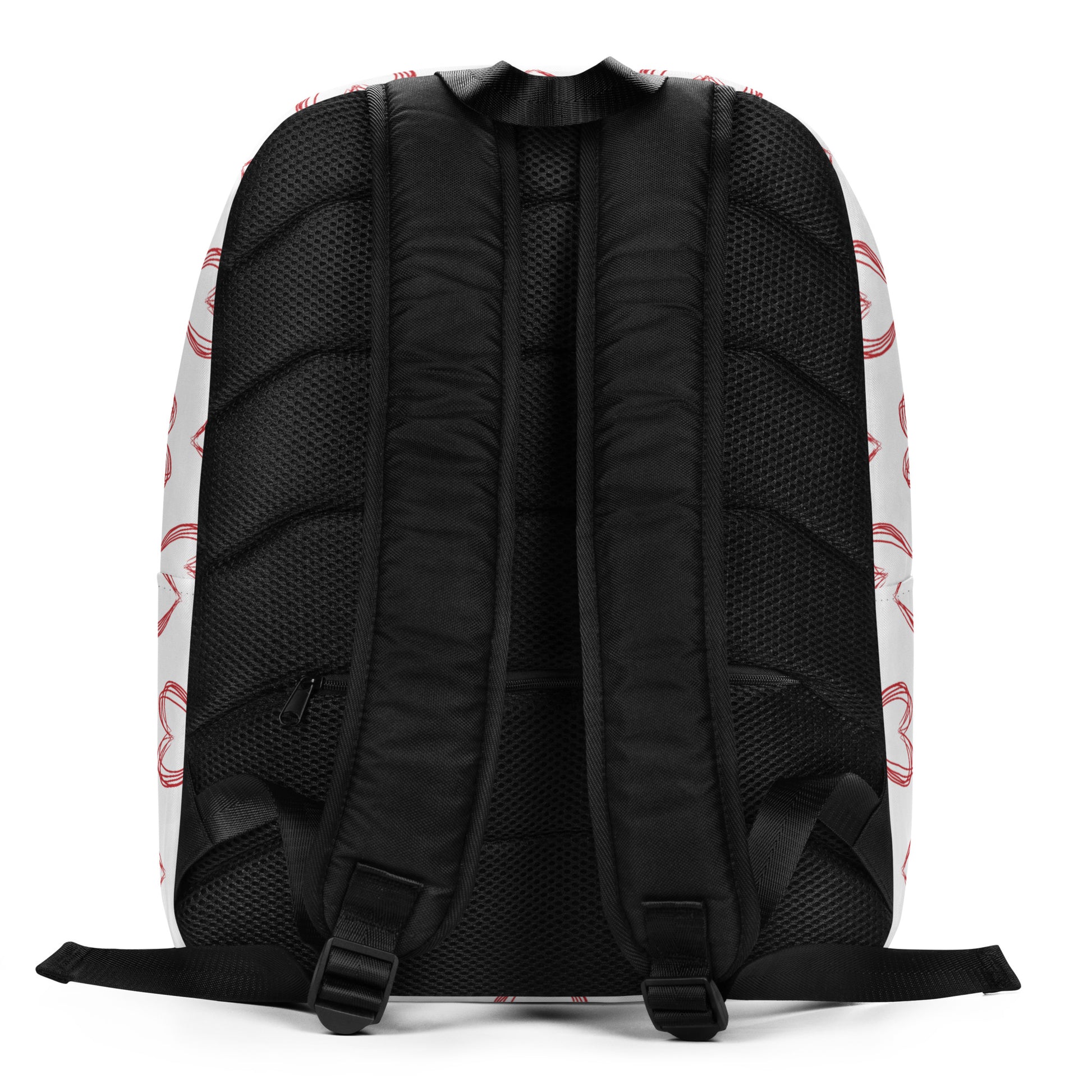 Leodie Red Sketch Heart Pattern Backpack Back