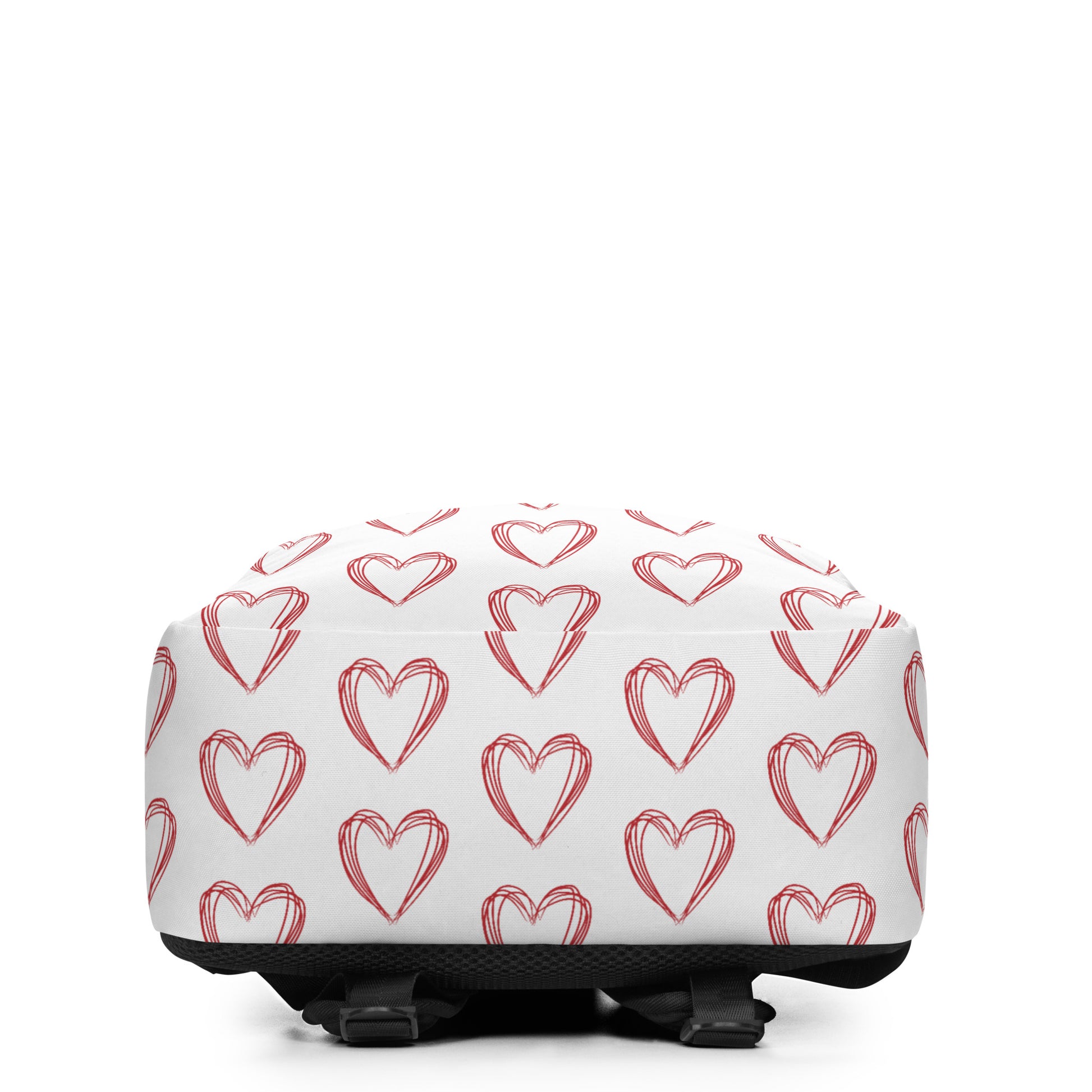 Leodie Red Sketch Heart Pattern Backpack Bottom